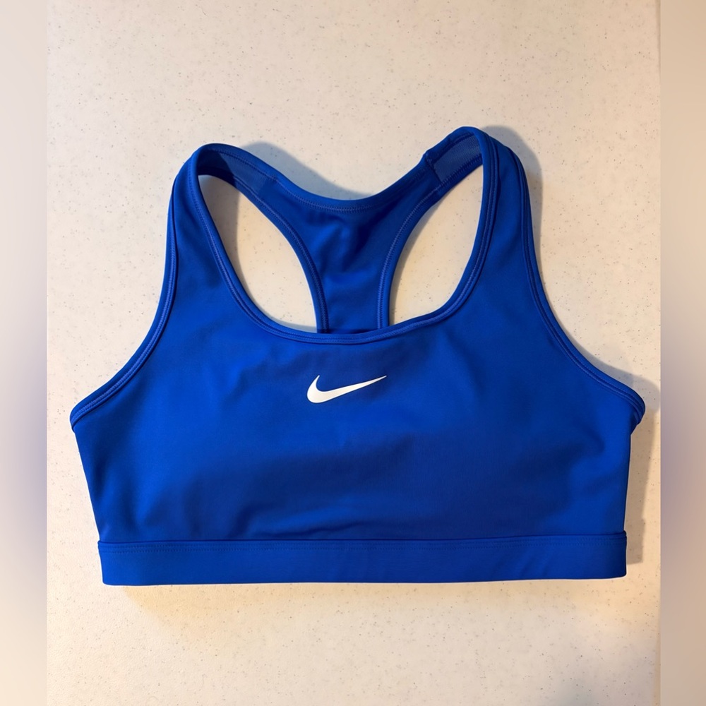 Nike Royal Blue Dri-FIT Racerback Sports Bra with White Swoosh